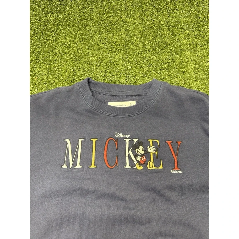 Abercrombie & Fitch Kids Size 7/8 Mickey Mouse Embroidered Crew Neck Pullover